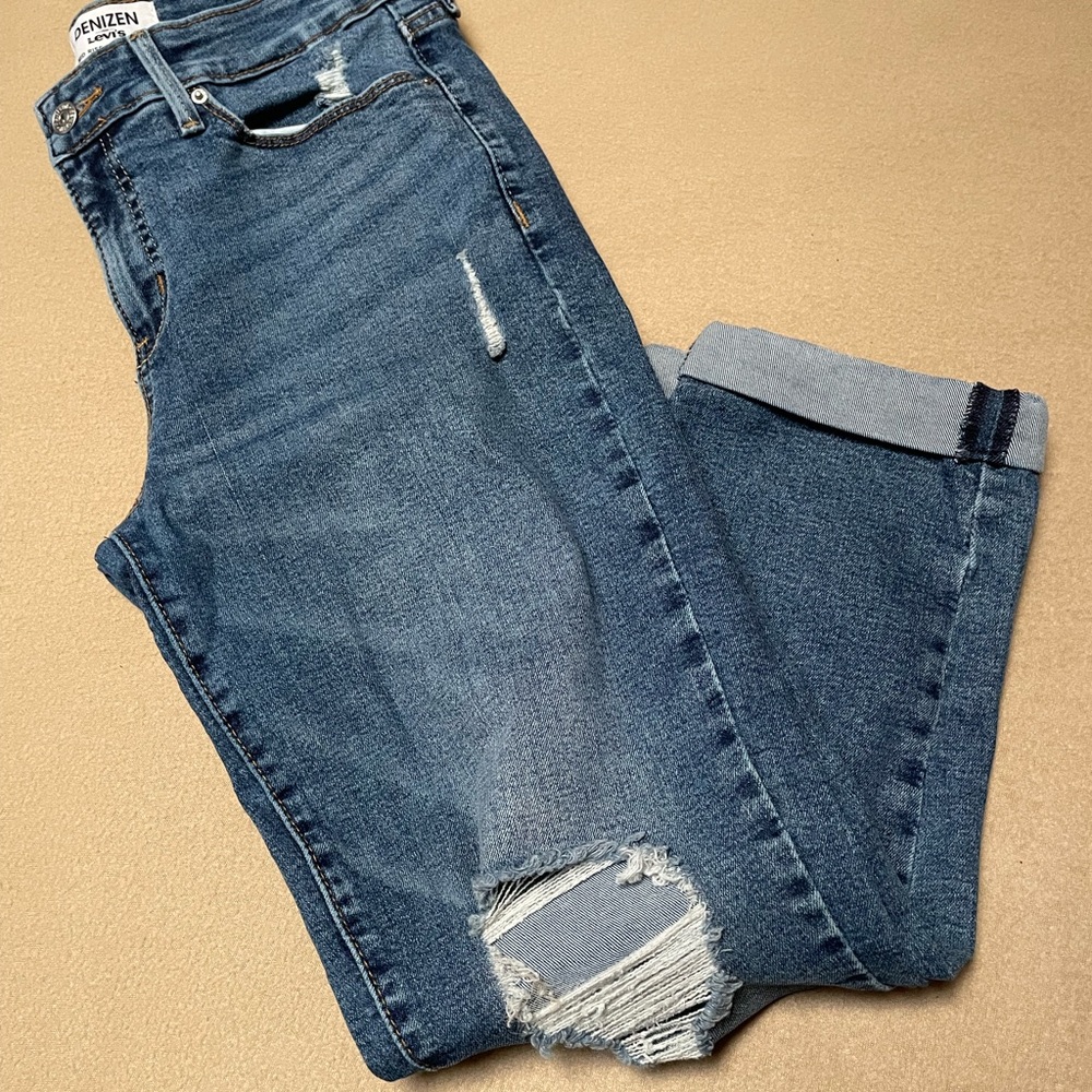 Levi's Blue Boyfriend Jeans Distressed Denim